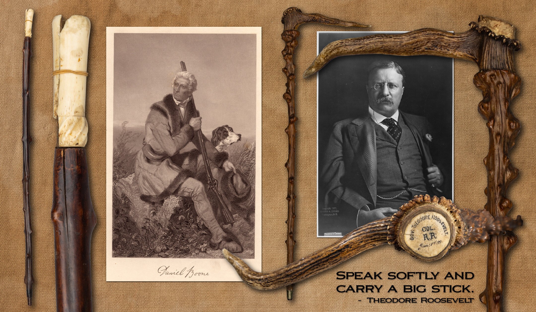 Daniel Boone and Theodore Roosevelt Walking Canes