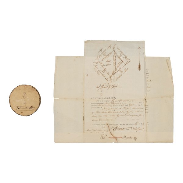Historic 1794 Deed & Wax Seal for 1000 Acres signed by SC Revolutionary War Hero William Moultrie
