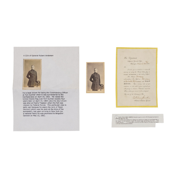 CDV of Mjr. Robert Anderson & Invitation to Re-Raising of the Flag on Ft Sumter Lattimer Collection