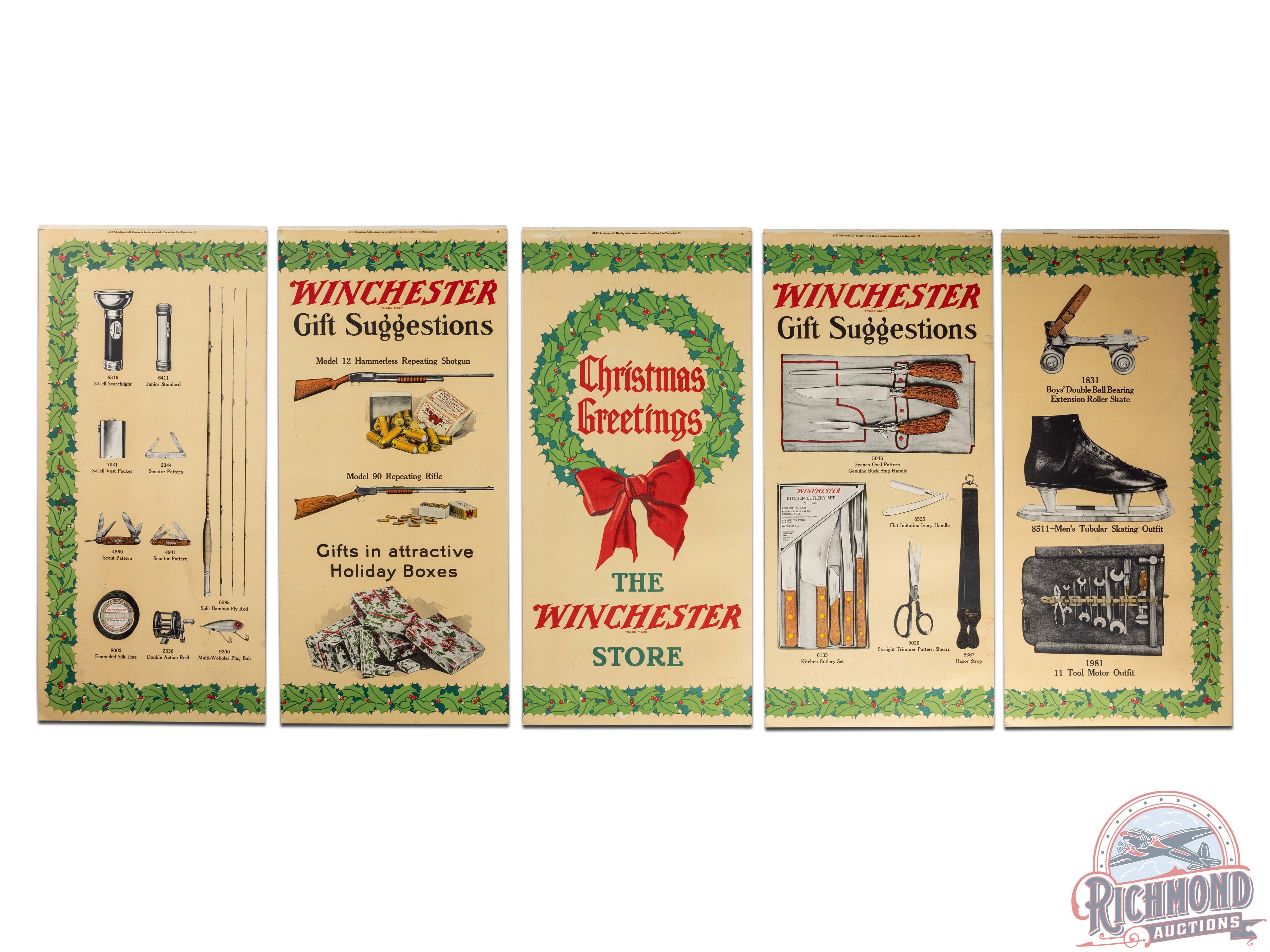 Winchester "Christmas Gifts & Winchester Junior Rifle Club Boys Shooting" 5 Panel Display w/ Box